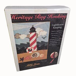 Lighthouse Keeping Rug Hooking Kit Nautical Beach Shells 20 x 27 Finished Sz New